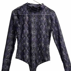 New York & Company Vibrant Purple Snakeskin Bodysuit
